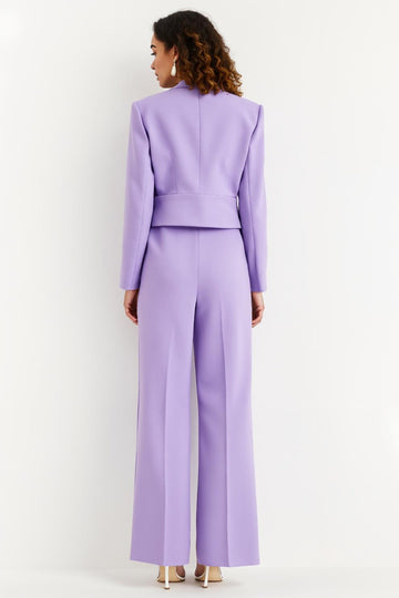 Purple 2 Piece Notched Lapel Women Suits with Sleeves